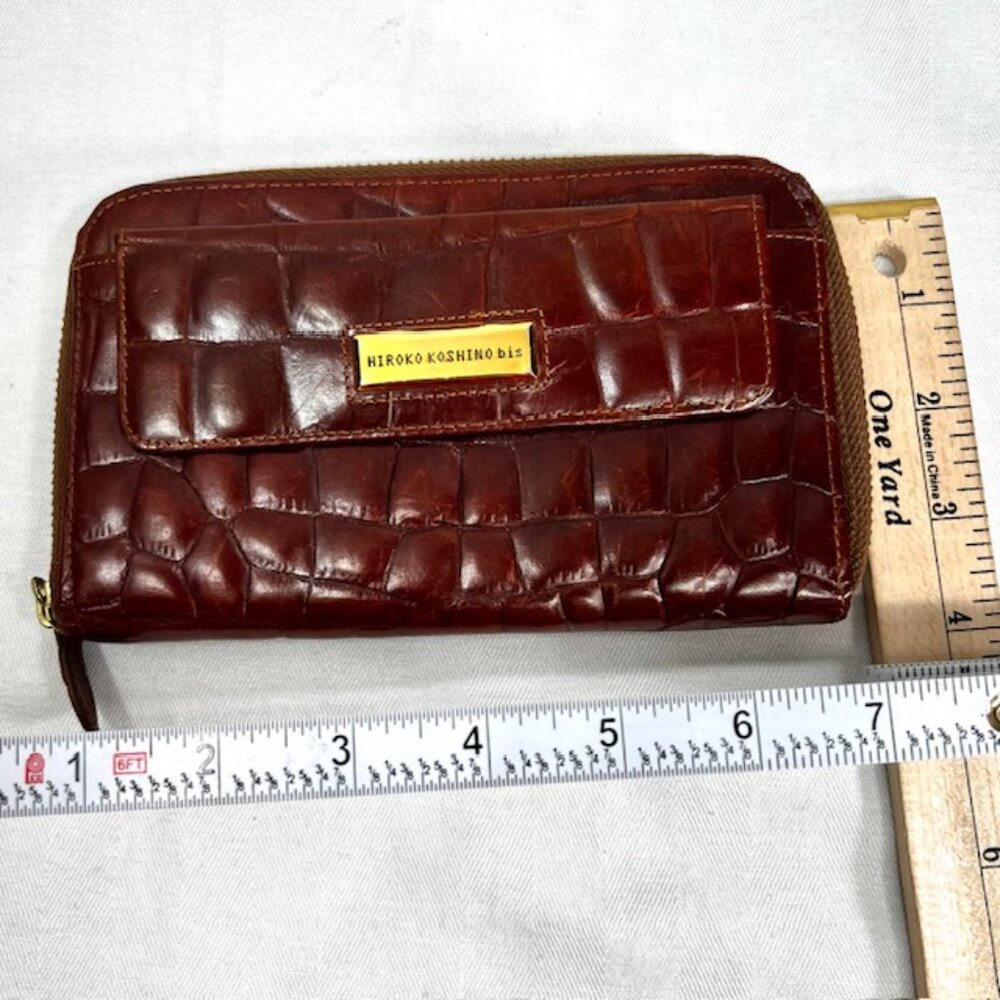 RARE leaher Bugendy Crocodile Hiroko Koshino bis Long Wallet full zip wallet(16 - Picture 8 of 10
